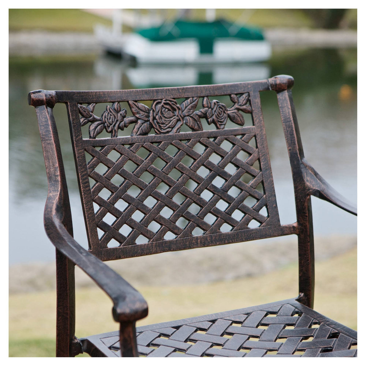 Set of 2 Cast Aluminum Patio Barstool Copper H444
