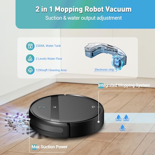Robot Vacuum and Mop Combo, 2-in-1 Robotic Vacuum Cleaner with Tangle-Free Suction H588