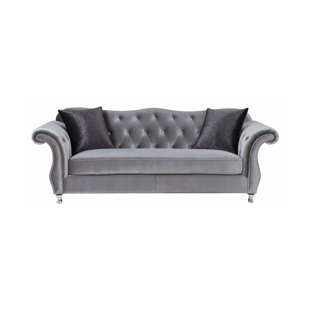Silver Button Tufted Sofa M316
