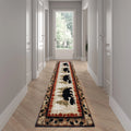 Rustic Cabin Theme Accent Rug with Bear and Cub Design Y758634