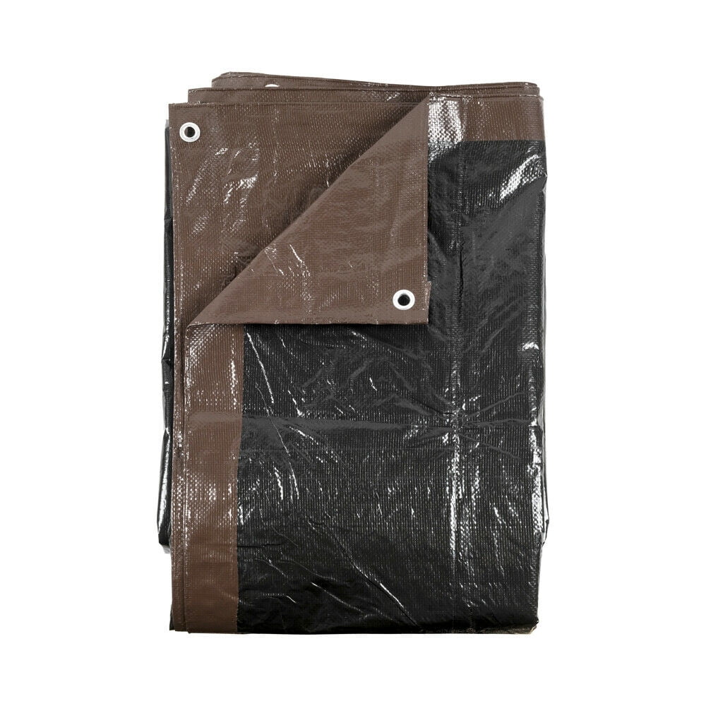 12 ft. x 12 ft. Heavy Duty Reversible Brown Poly Tarp with Grommets W1634