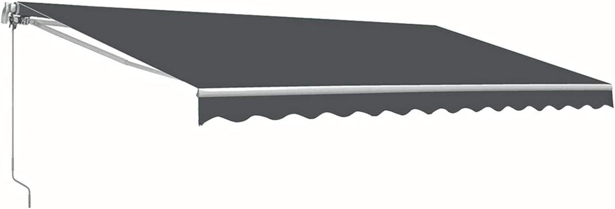 12x10 Feet Manual Retractable Patio Awning Canopy (Grey) U8649