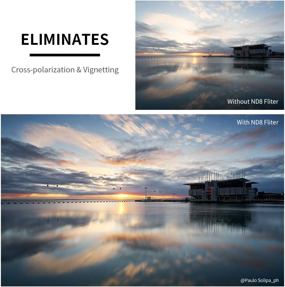 55mm Fixed ND Lens Filter Kit, Neutral Density ND4 ND8 ND64 ND1000 Filter Set with 4-Filter Pouch H6066