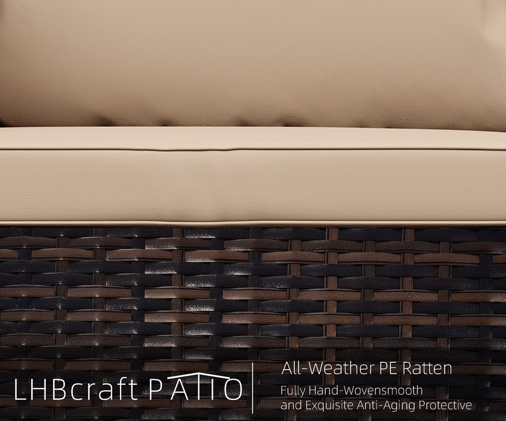 7 Piece PE Rattan Patio Sectional Sofa Set with Cushion and Coffee Table R1660