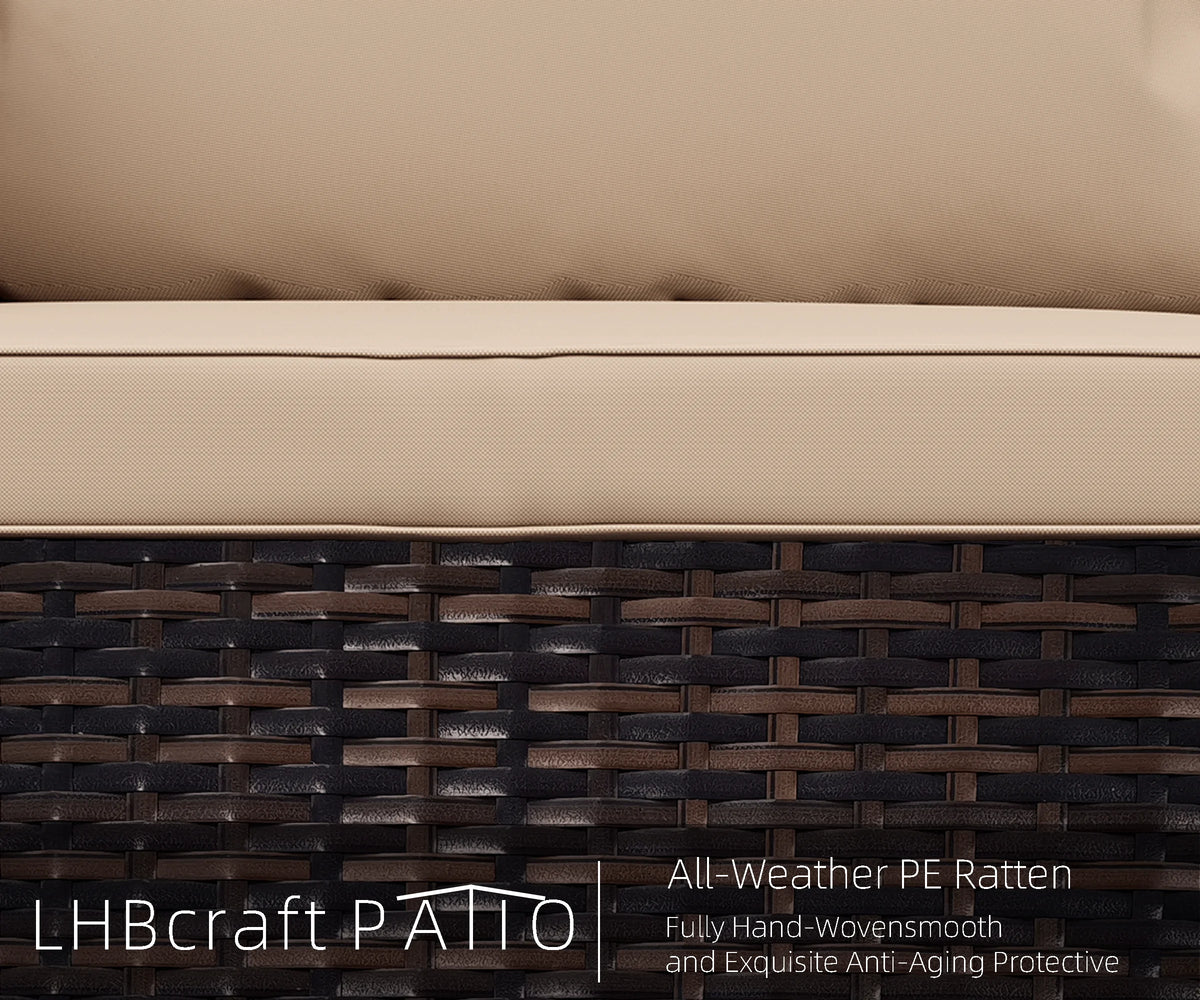 7 Piece PE Rattan Patio Sectional Sofa Set with Cushion and Coffee Table R1660