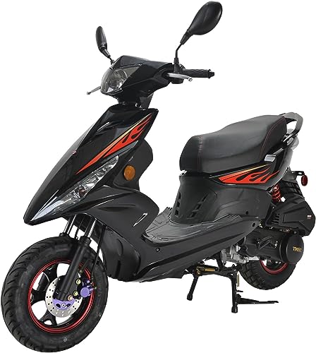 150cc Gas Moped Scooter with 10 inches Aluminum Wheels Black U117660