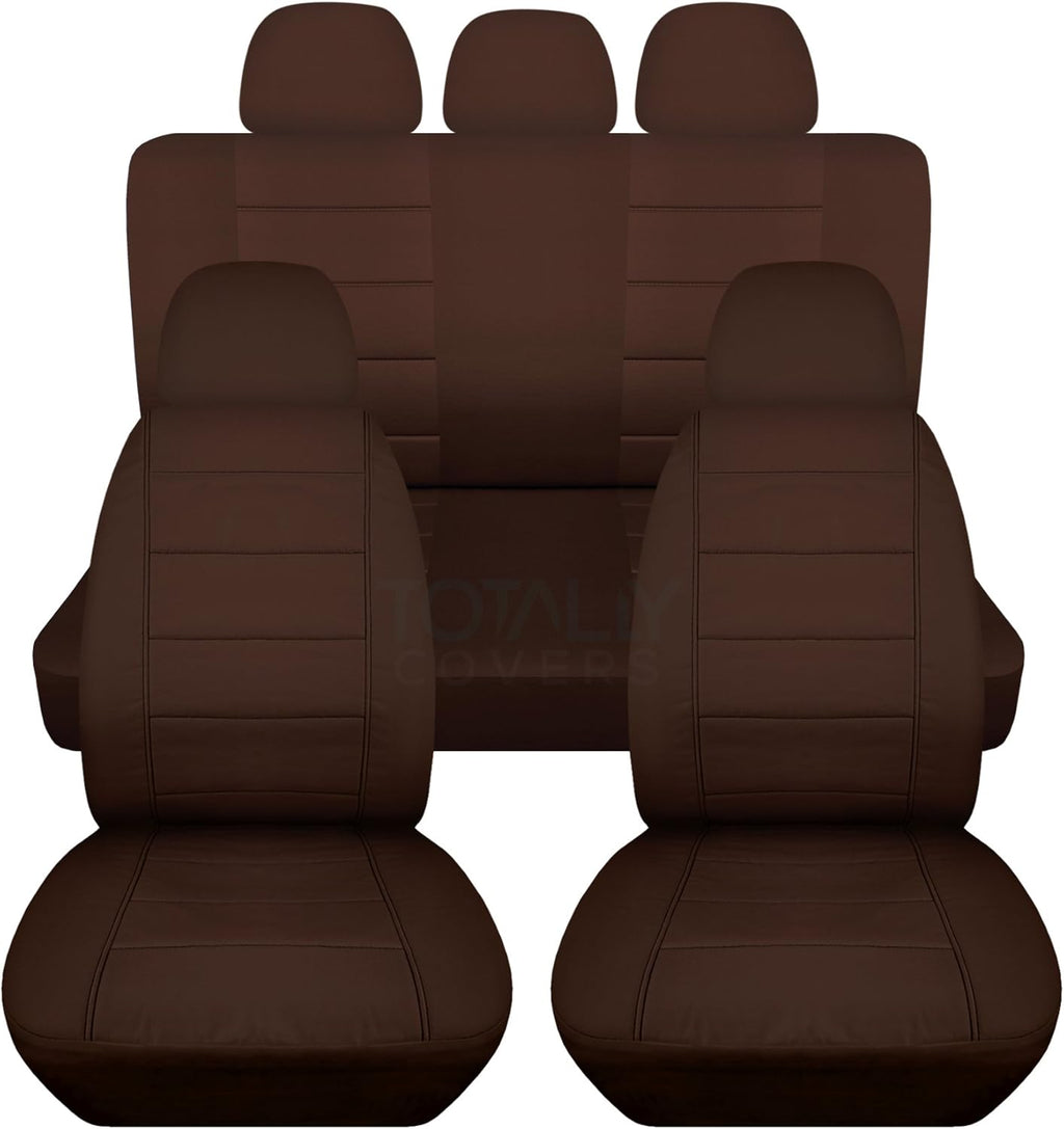 Charcoal Solid Car Seat Covers Full Set with 5 Headrest Covers E5783