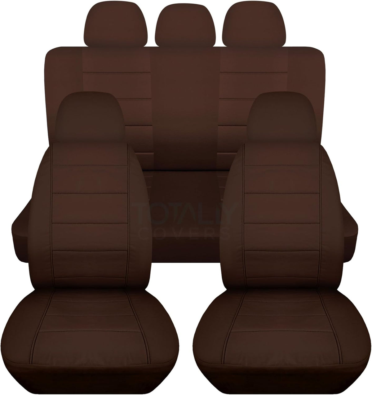 Charcoal Solid Car Seat Covers Full Set with 5 Headrest Covers E5783