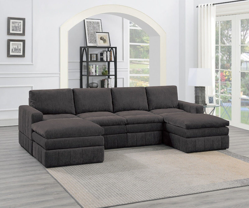 Plush Cushion 6pc Modular Sectional Set with Ottoman B8138