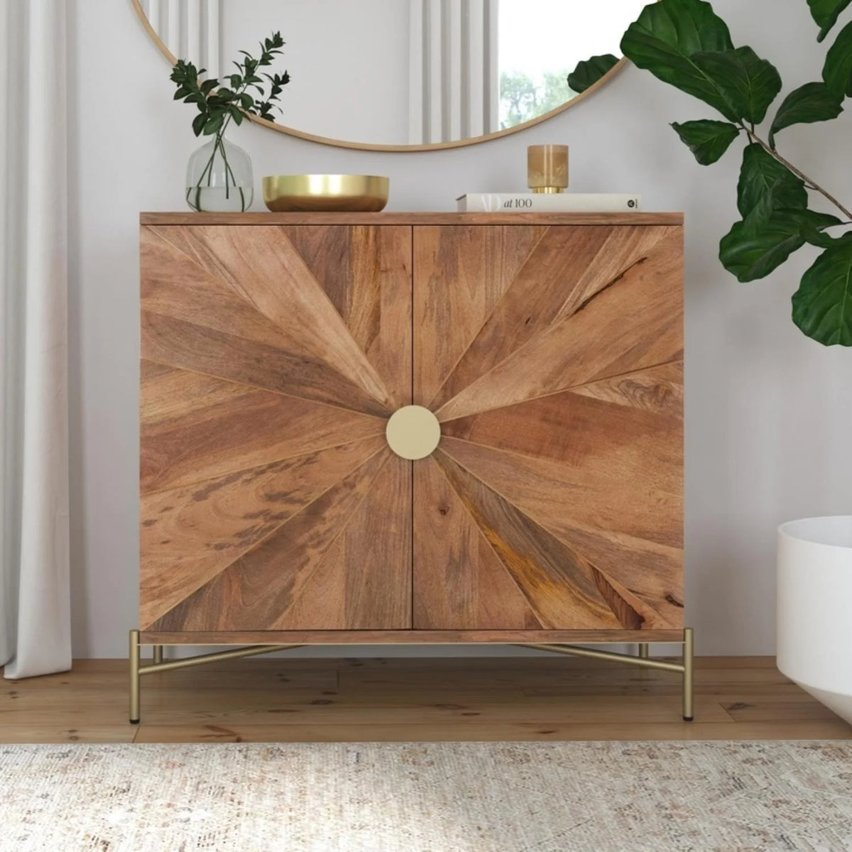 Brown Mango Wood Two Door Cabinet Y293