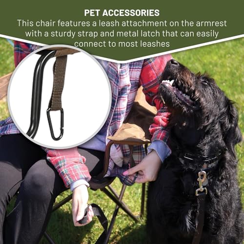 Collapsible Armrests Cup Holder Carry Mat Pet Leash Heavy Duty Foldable Chair Earth Brown M390