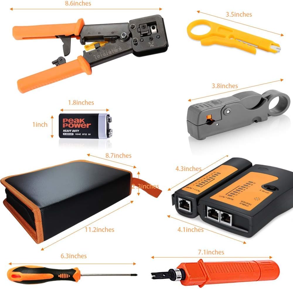 13 in 1 Network Repair Kit with RJ45 Crimp Tool and Cable Tester W2256