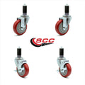 Red Polyurethane Caster Set of 4 N156744