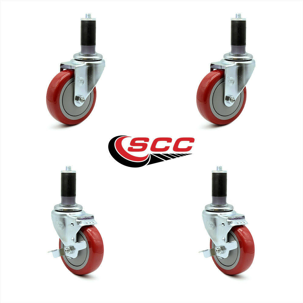 Red Polyurethane Caster Set of 4 N156744