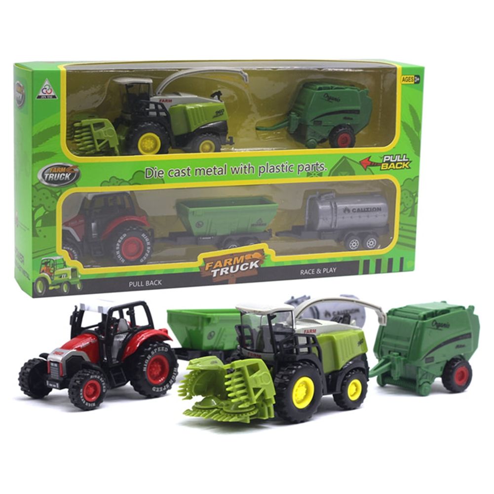 2Pcs 1/42 Diecast Tractor Harvester Farm Vehicle Car Model Toy P8746