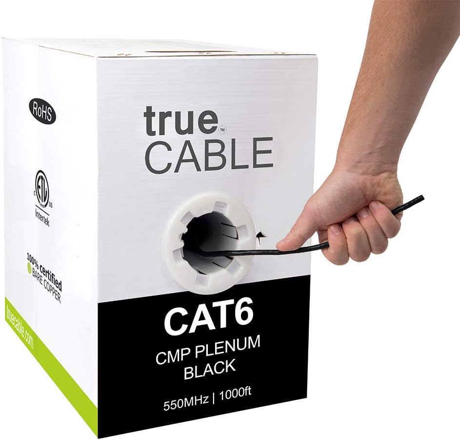 1000ft Black 23AWG 4 Pair Solid Bare Copper Bulk Ethernet Cable P8276