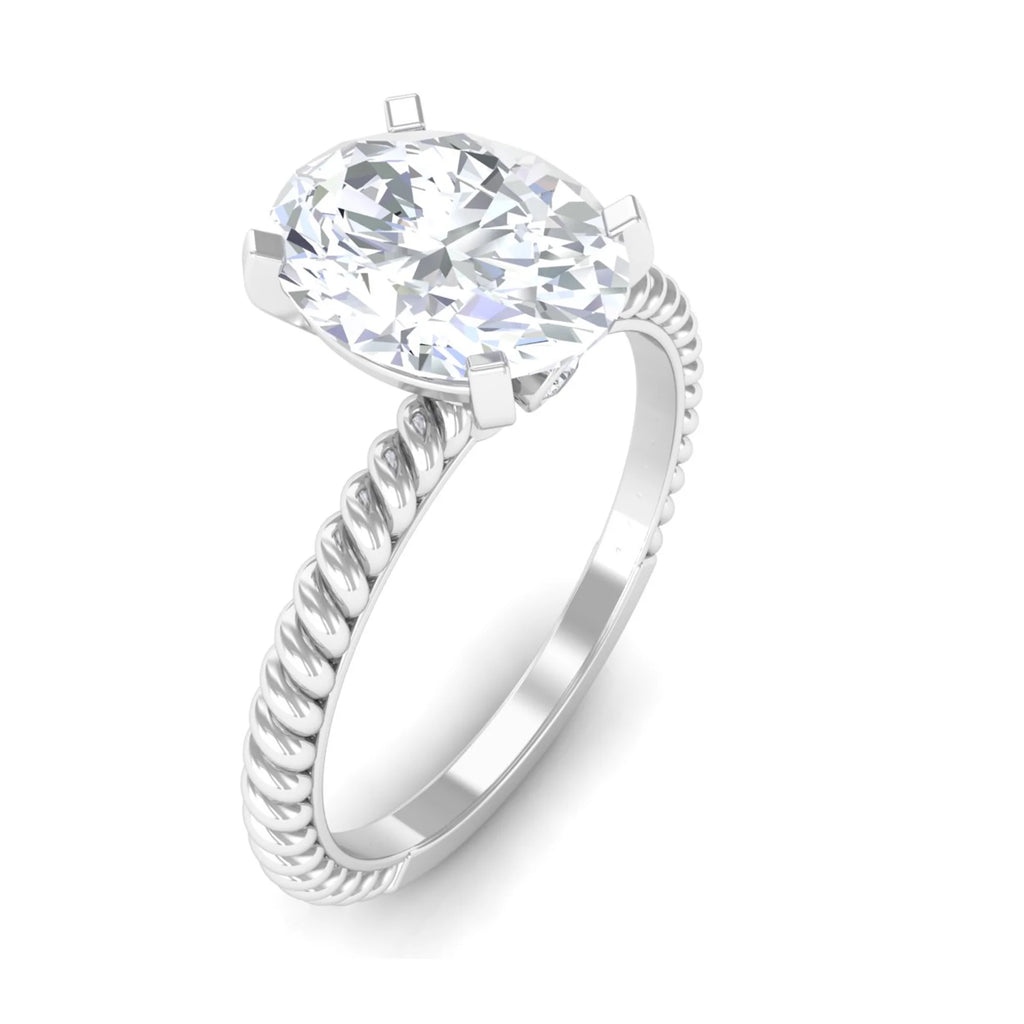 Oval Zircon Solitaire Engagement Ring, 925 Sterling Silver, 8X10 mm I3832