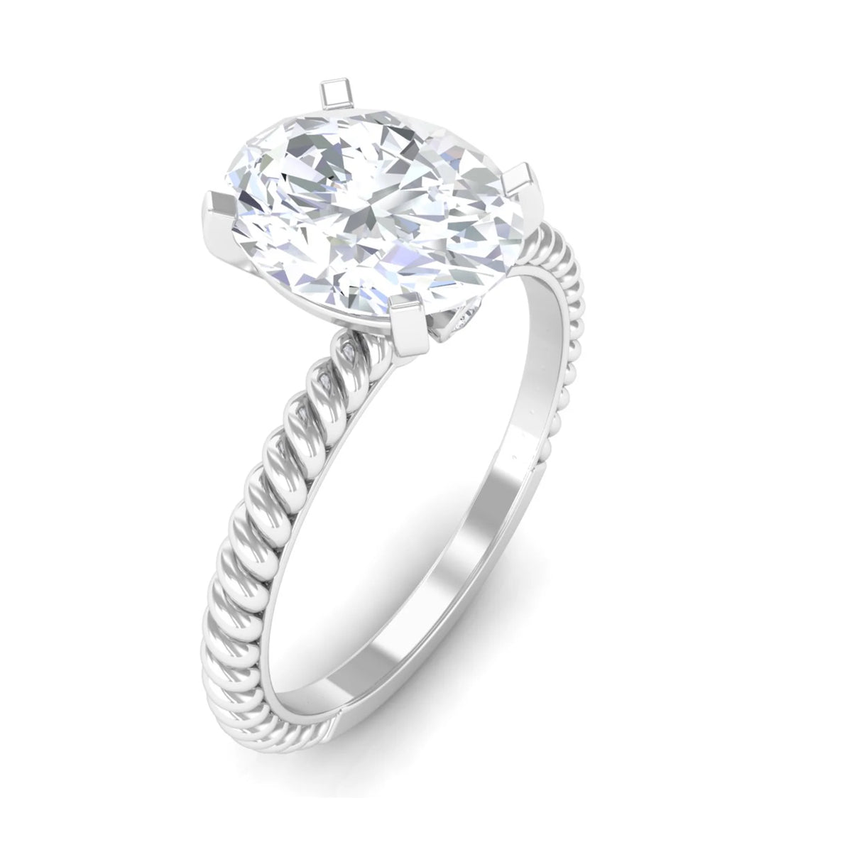 Oval Zircon Solitaire Engagement Ring, 925 Sterling Silver, 8X10 mm I3832