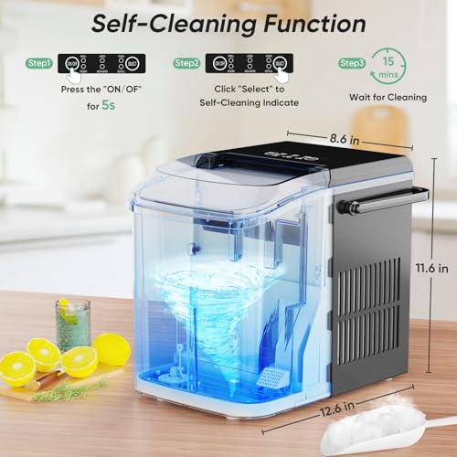 Portable Self-Cleaning Countertop Ice Maker 26.5Lbs/24H Black V957
