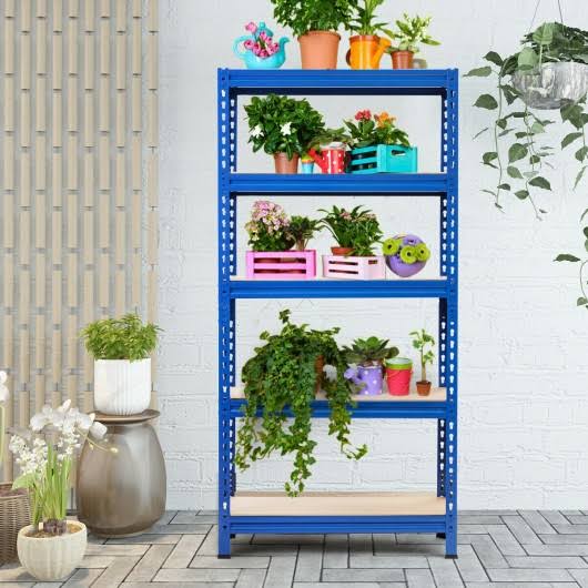 Blue 5-Tier Steel Heavy Duty Storage Shelving Unit V58218