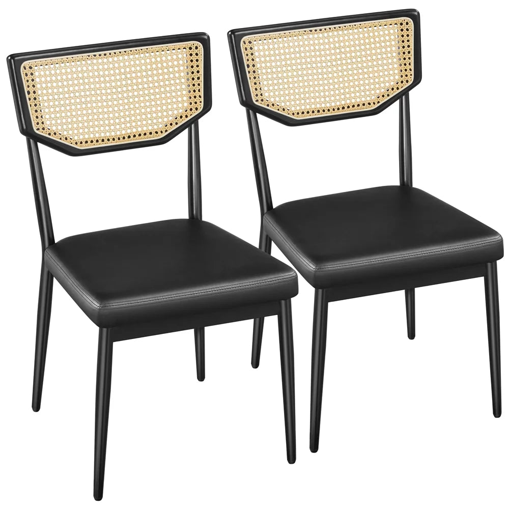 Black Faux Leather Dining Chair Set of 2 Q62708
