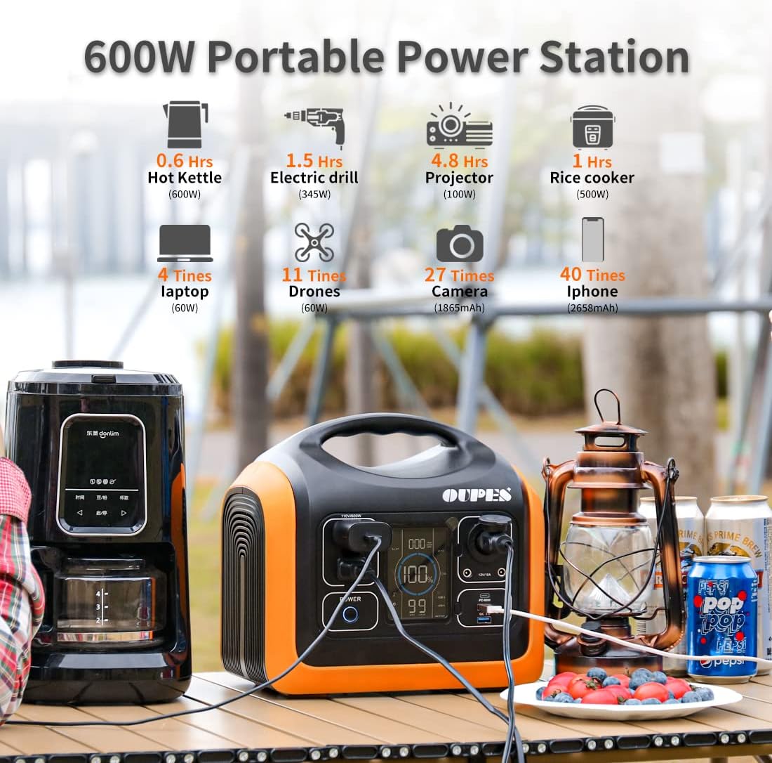 Portable Power Station 600W Solar Generator with 100W Panel 186000mAh Battery Backup J53663