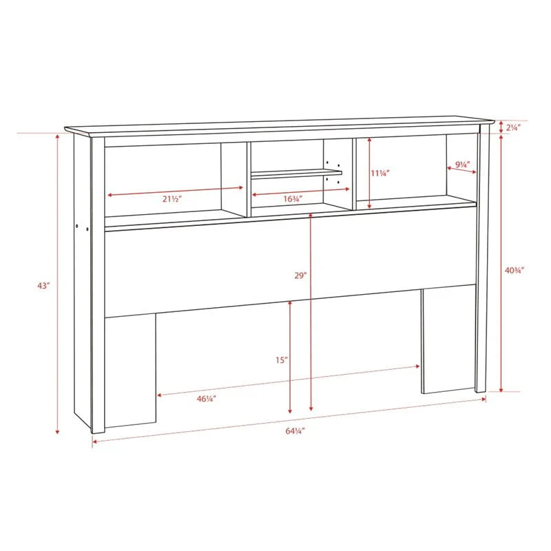 White Full/Queen Bookcase Headboard W554
