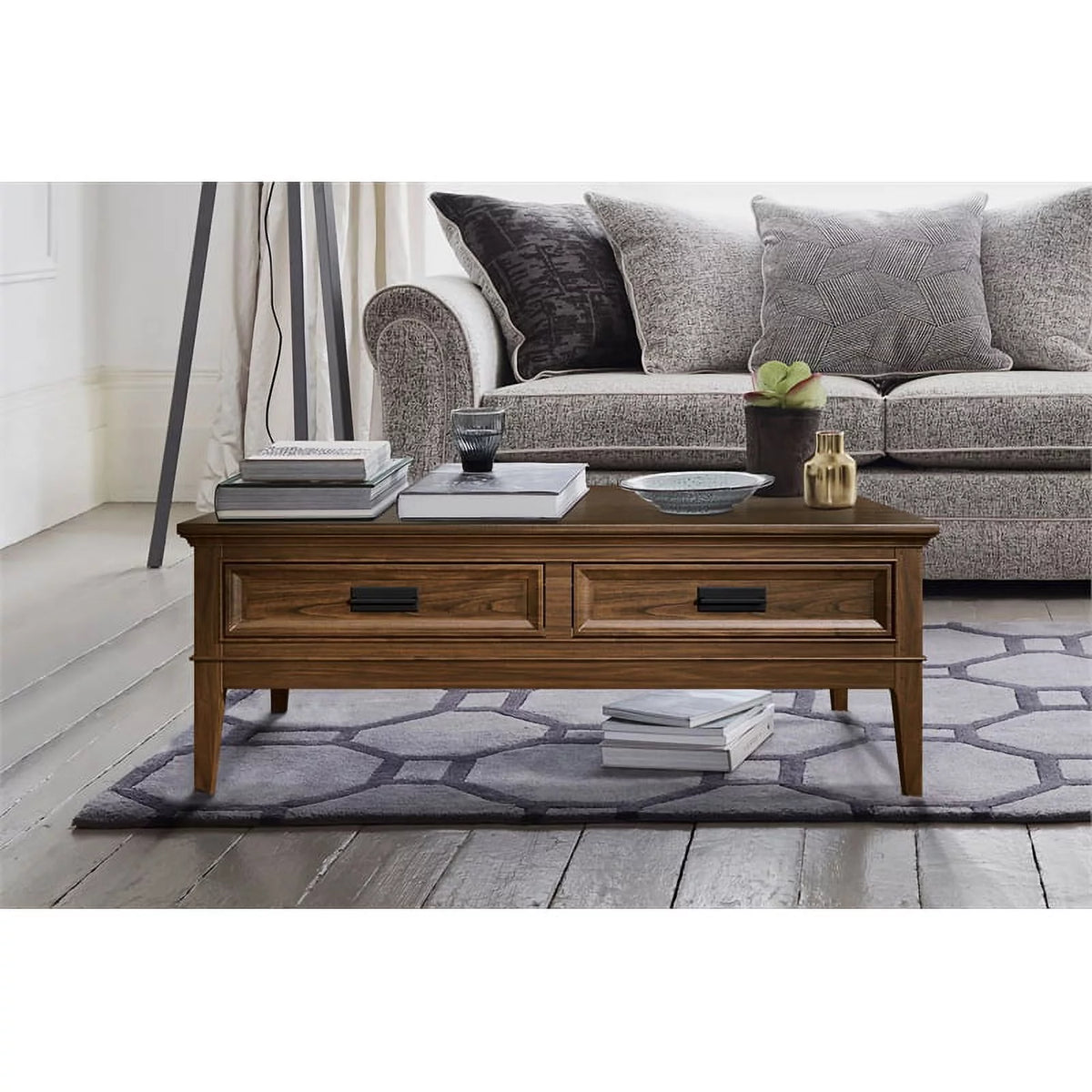 Brown Cherry 2 Drawer Wood Coffee Table H274191