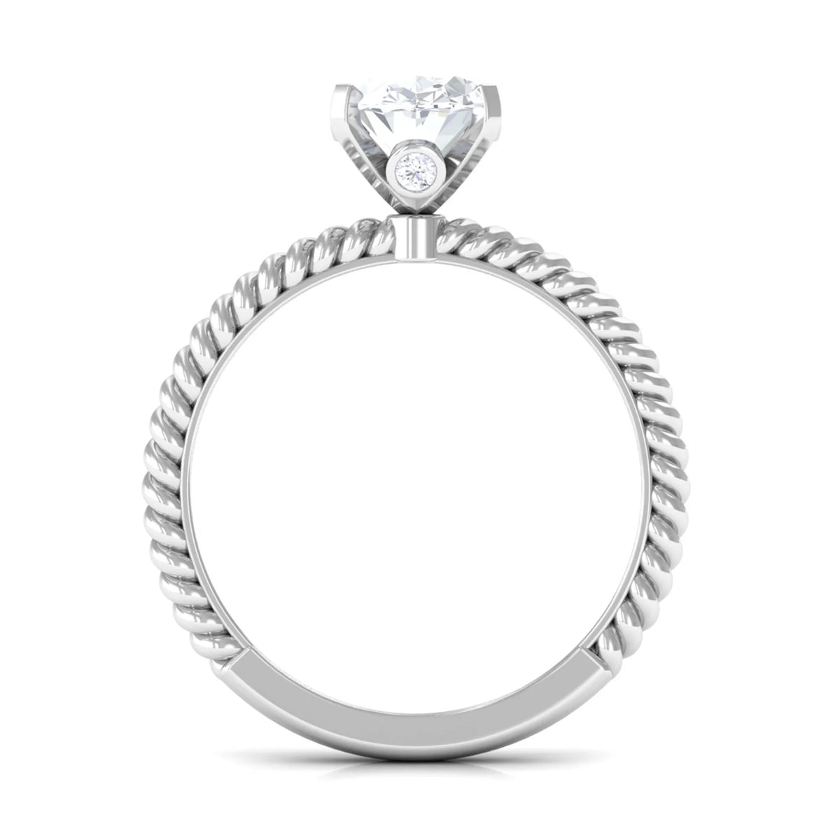 Oval Zircon Solitaire Engagement Ring, 925 Sterling Silver, 8X10 mm I3832