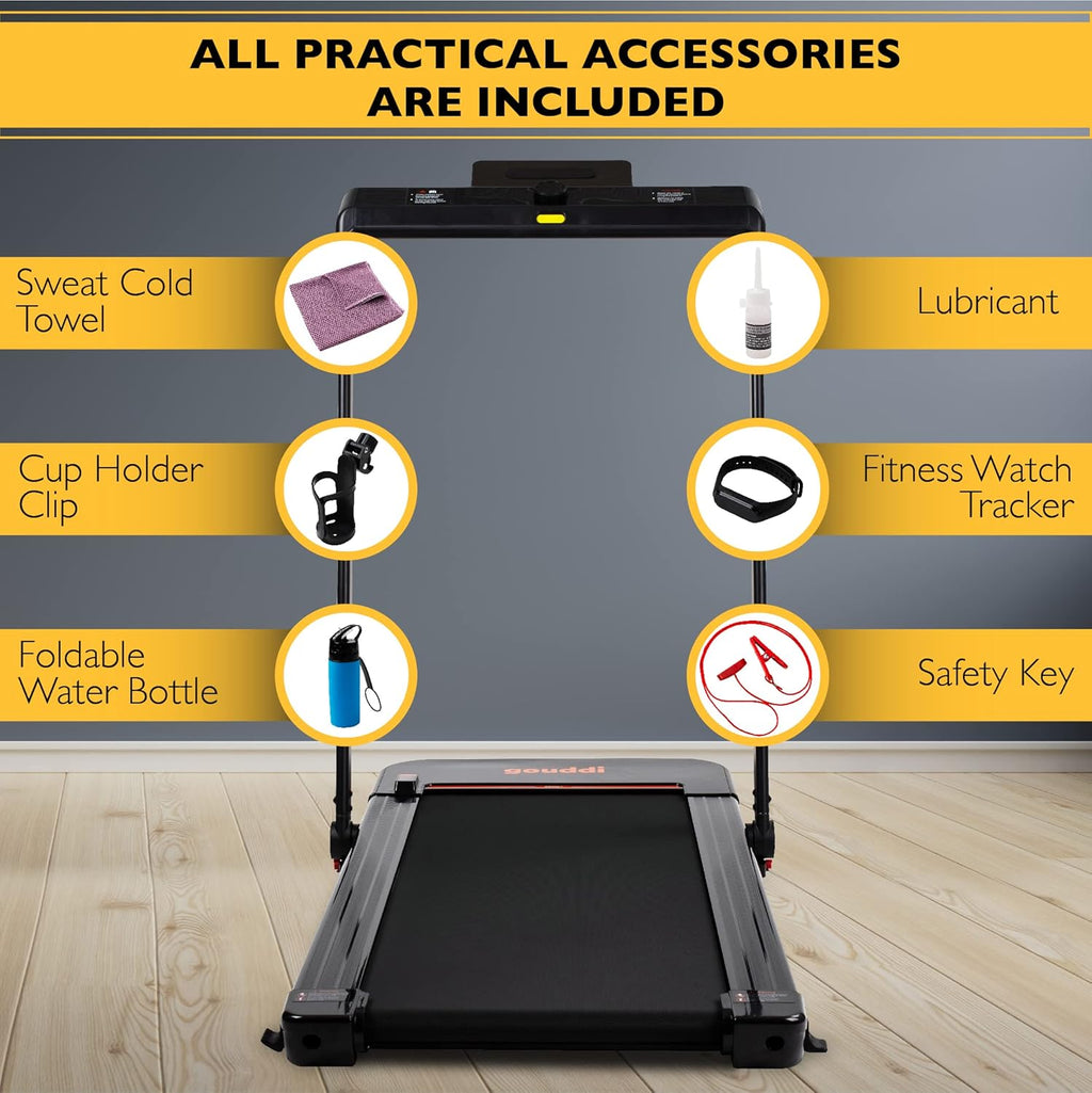 Under Desk Treadmill, 480W Foldable Motorized Exercise Machine with Bluetooth Speaker and LED Display G300