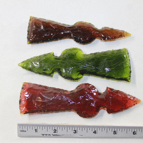 3 Glass Ornamental Tomahawk Heads Y644392