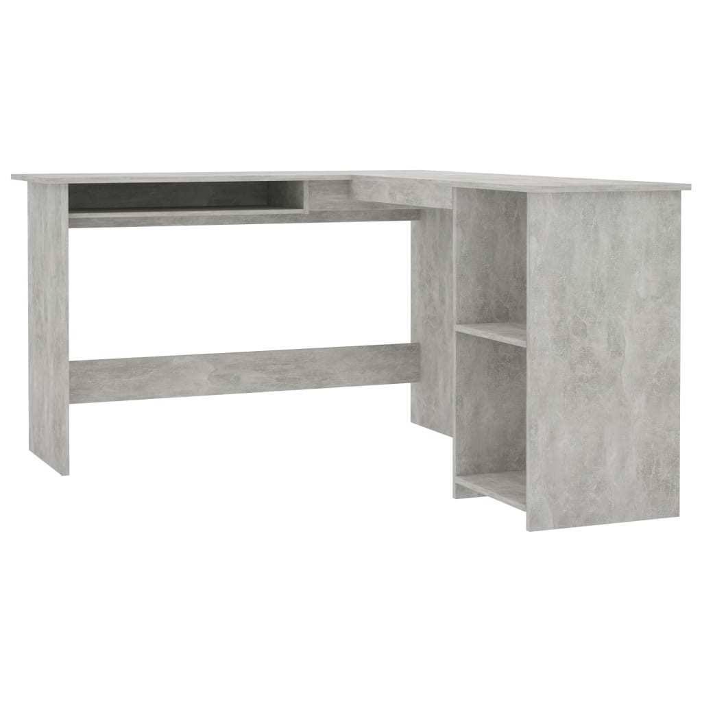 Concrete Gray L-Shaped Corner Desk Chipboard B97061