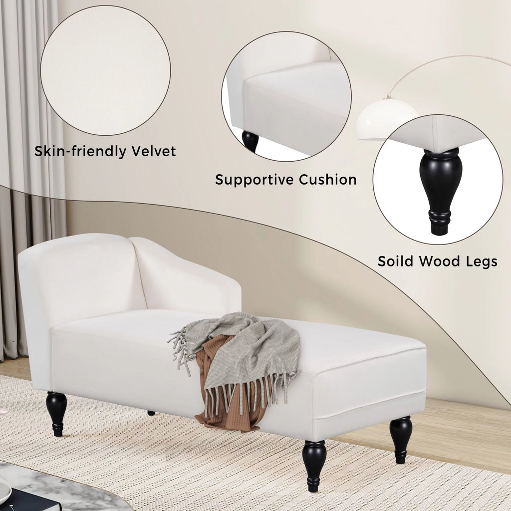 58 inch Velvet Button Tufted Chaise Lounge Sofa Y630055