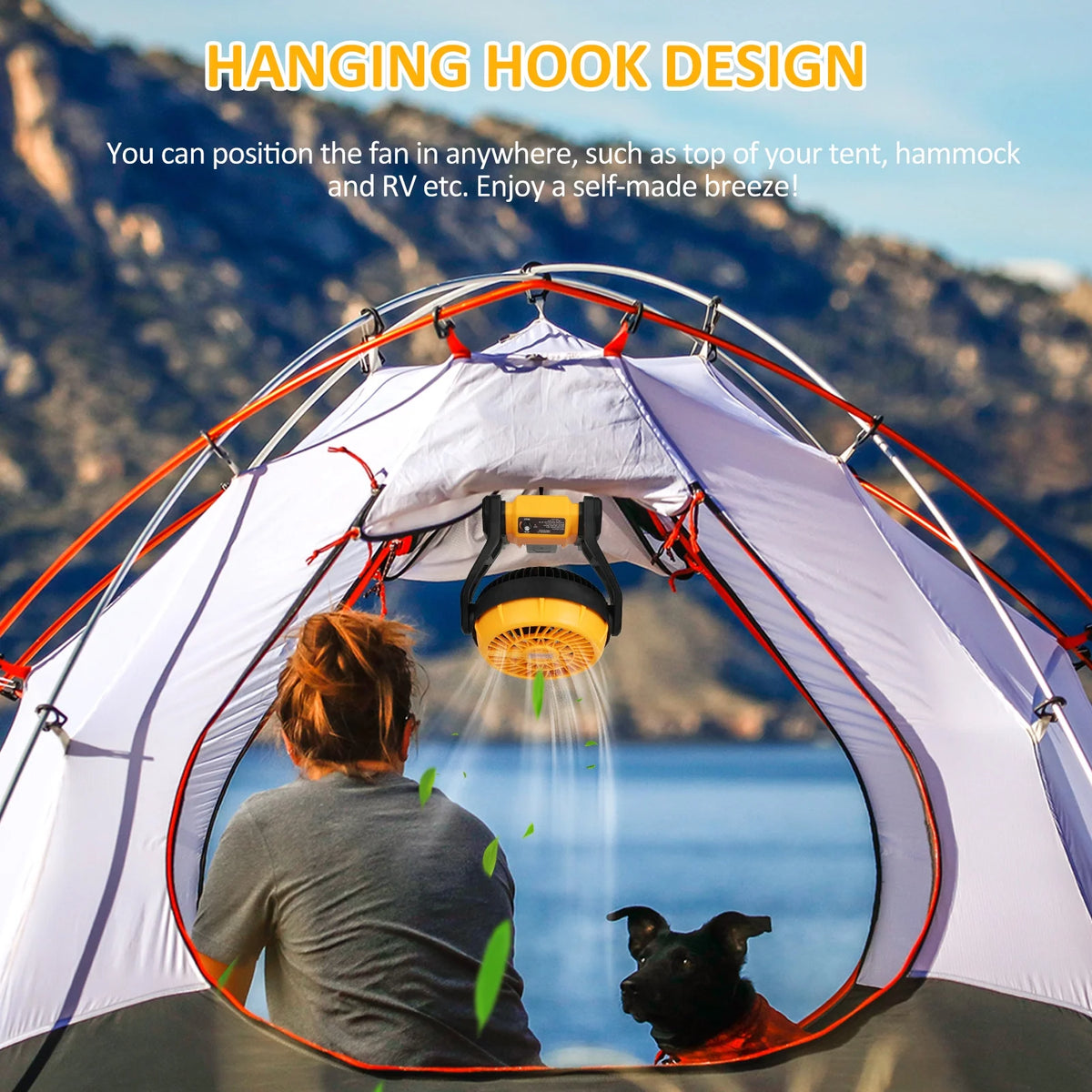 Rechargeable Portable 8 Inch Camping Fan with LED Lantern B3165