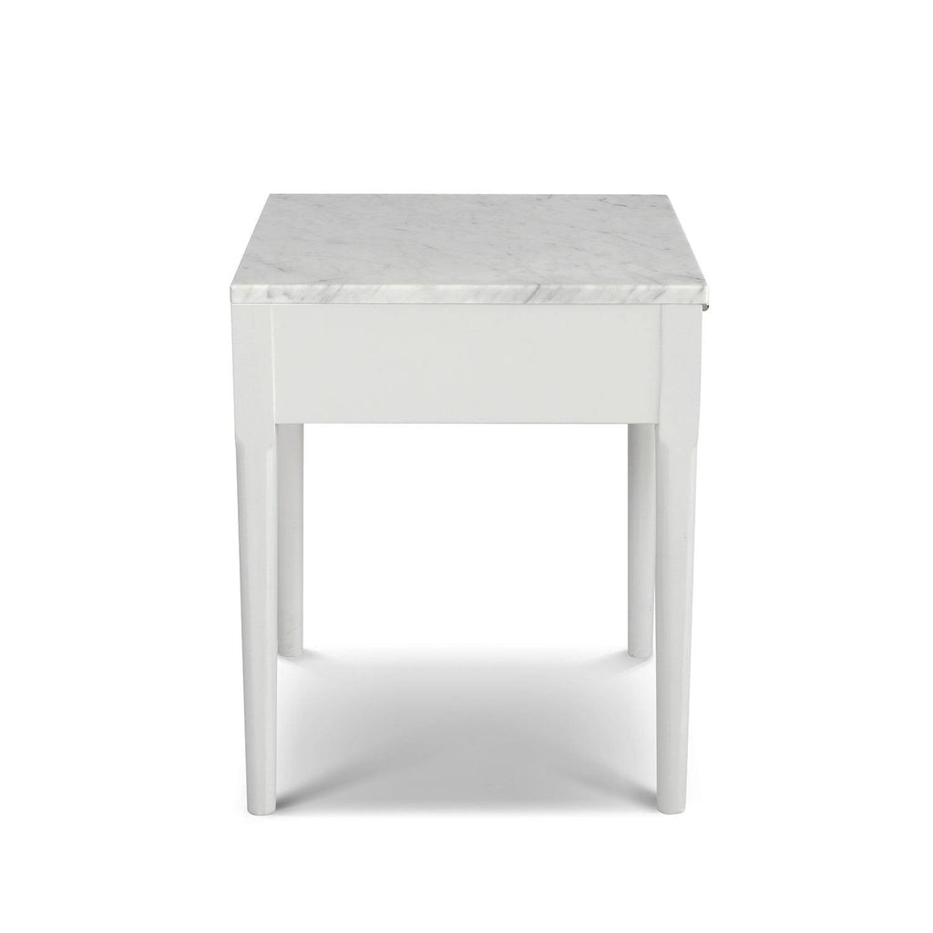 Square Italian Carrara White Marble Side Table with Legs - Tan M931112