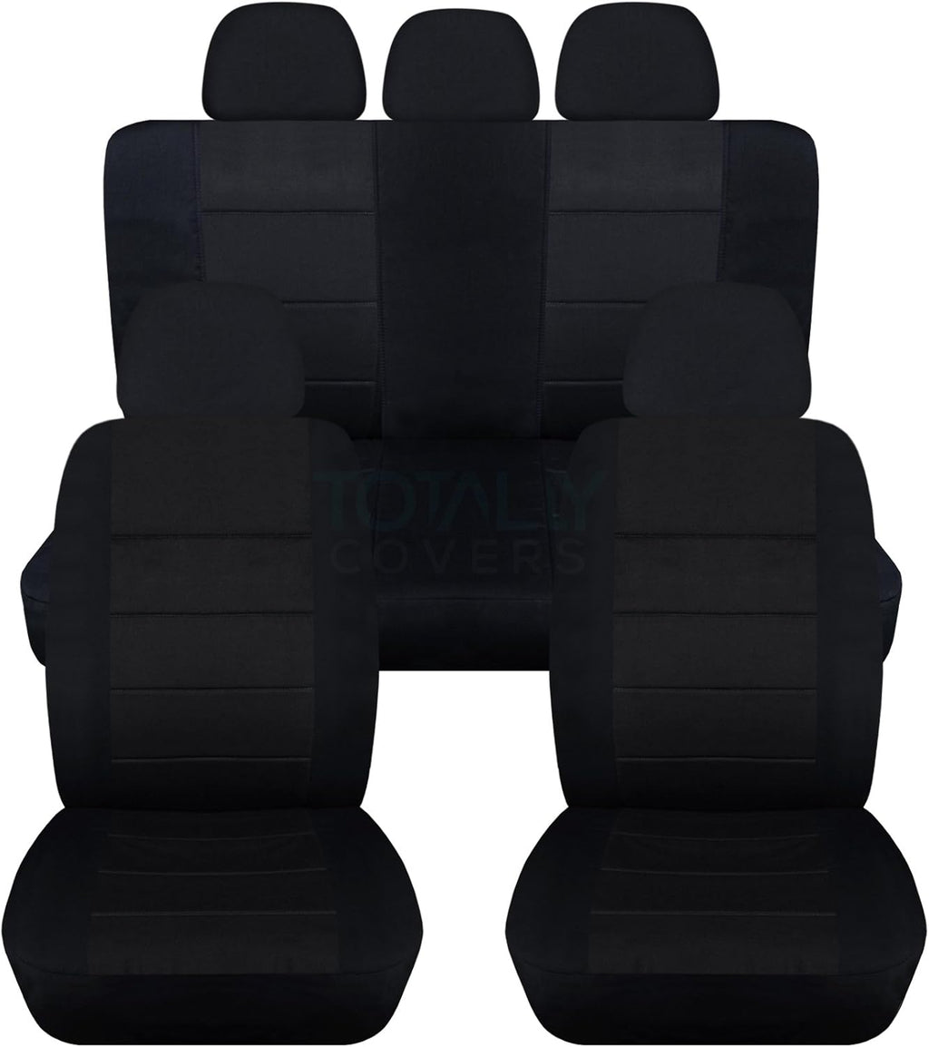Charcoal Solid Car Seat Covers Full Set with 5 Headrest Covers E5783