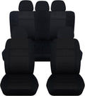 Charcoal Solid Car Seat Covers Full Set with 5 Headrest Covers E5783