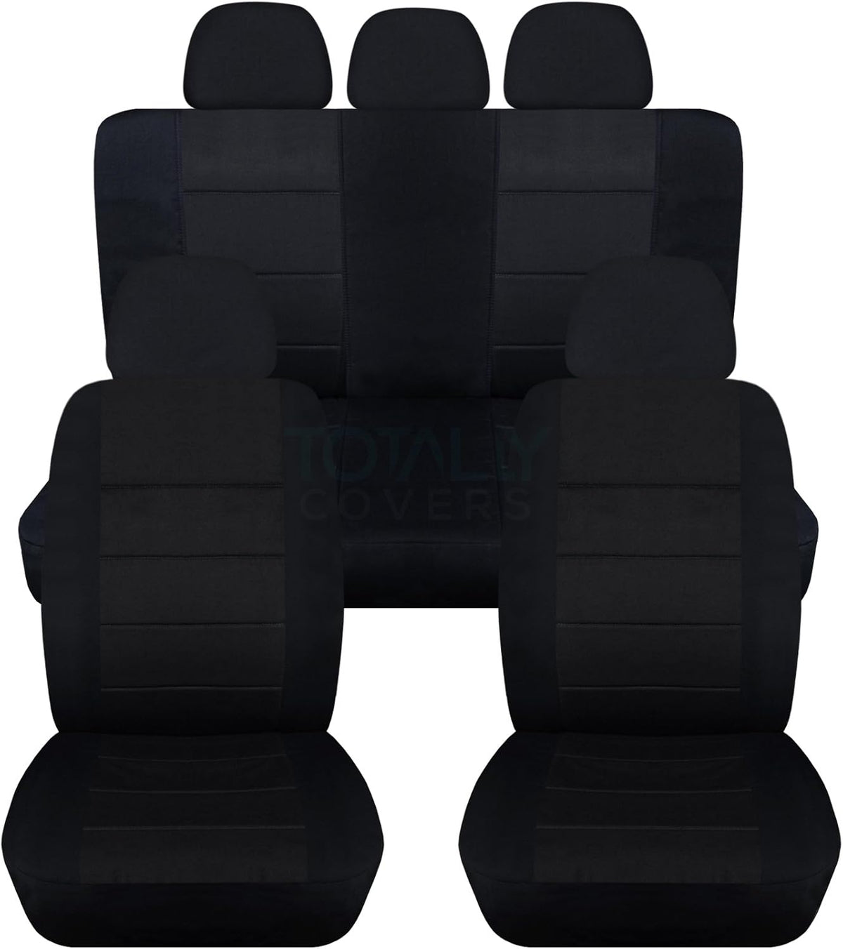 Charcoal Solid Car Seat Covers Full Set with 5 Headrest Covers E5783