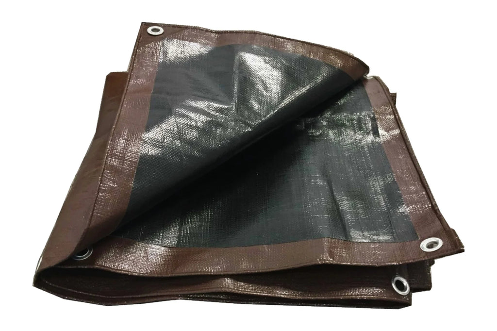 12 ft. x 12 ft. Heavy Duty Reversible Brown Poly Tarp with Grommets W1634