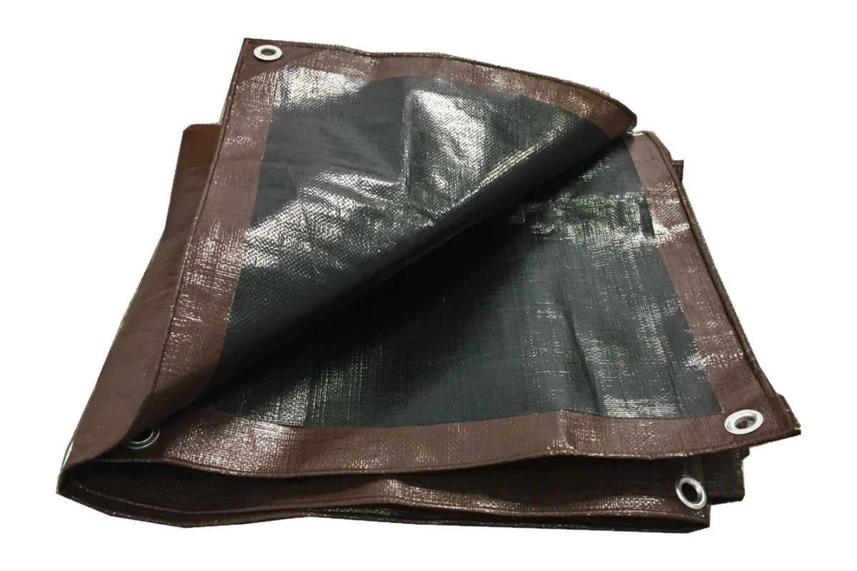12 ft. x 12 ft. Heavy Duty Reversible Brown Poly Tarp with Grommets W1634