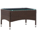 Brown Poly Rattan Glass Tabletop Side Table G929953