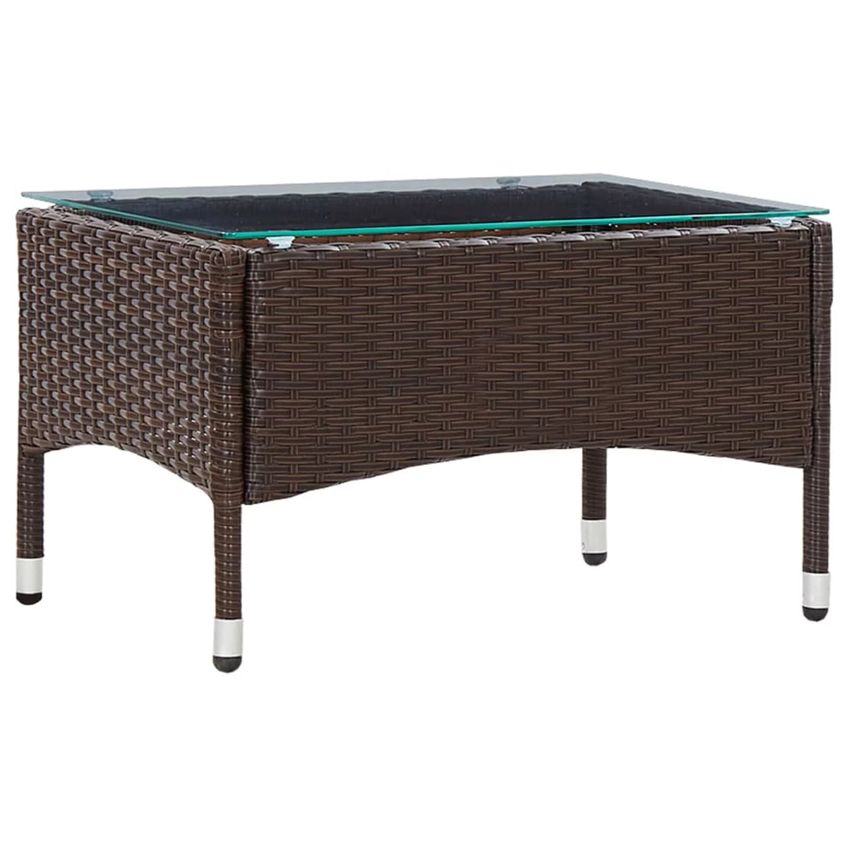 Brown Poly Rattan Glass Tabletop Side Table G929953