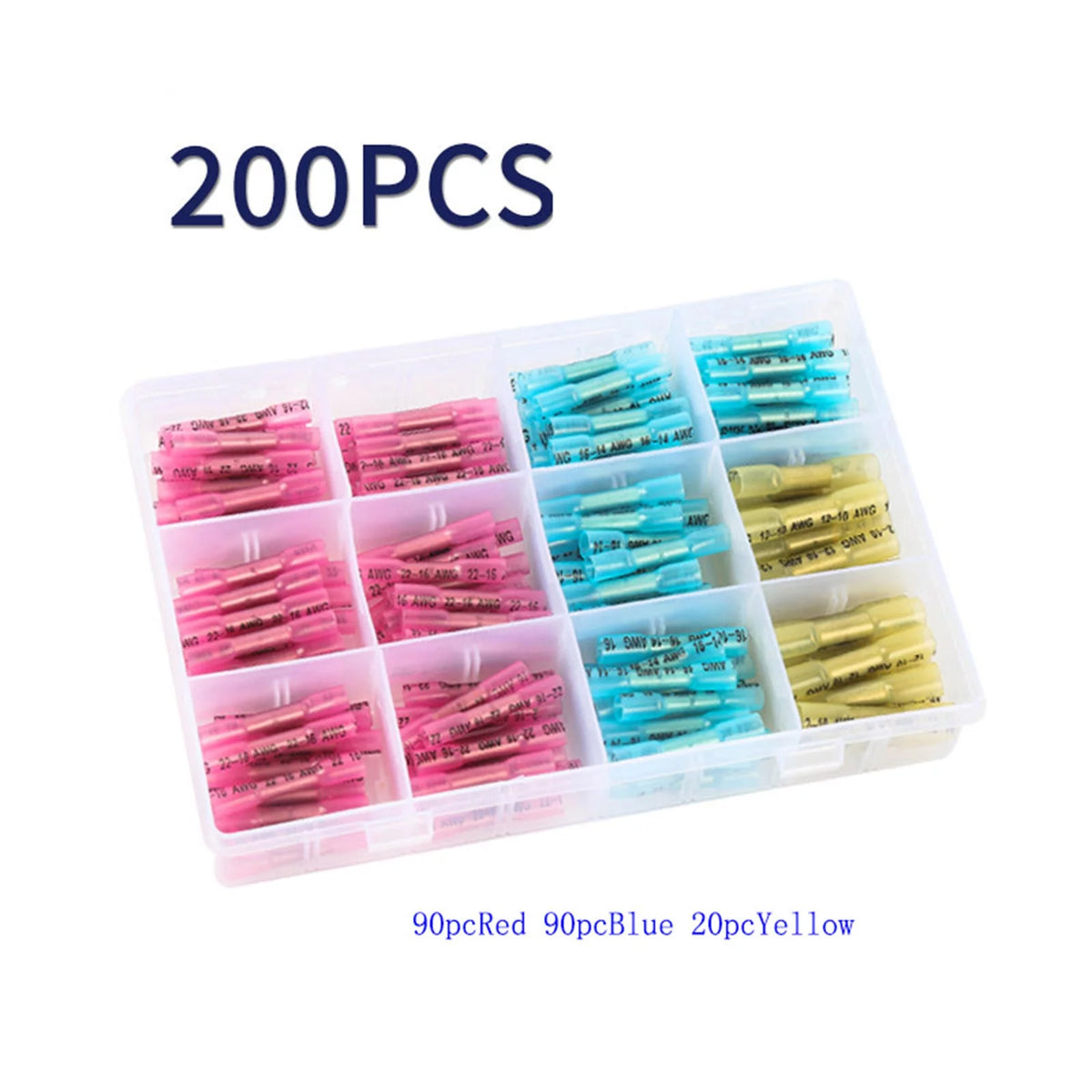 200PCS Insulated Waterproof Heat Shrink Butt Connectors Kit A198