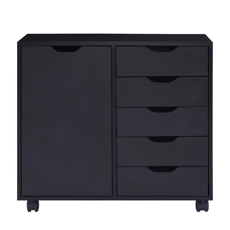 Black 5-Drawer Storage Cabinet with Shelves S68410