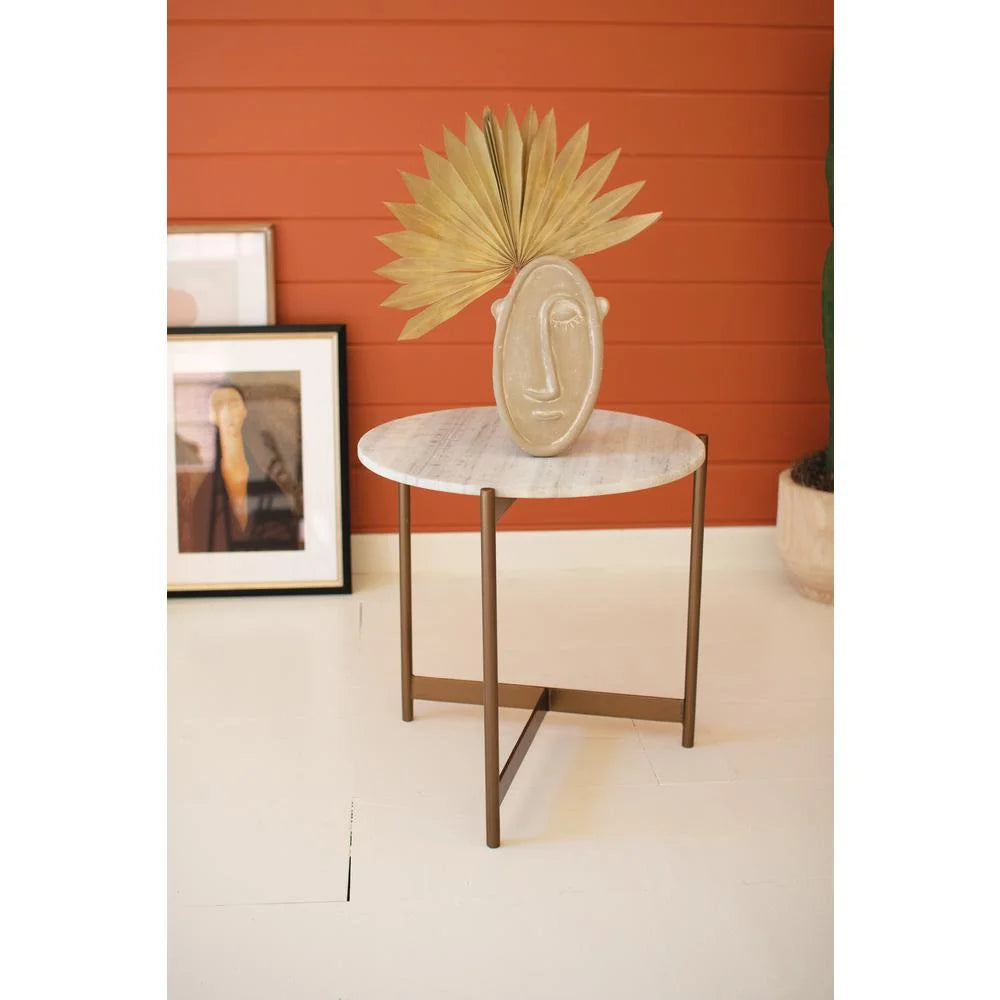 Iron Side Table With Marble Top R50363