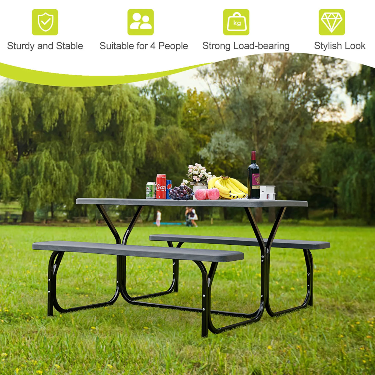 Green Picnic Table Bench Set L1145
