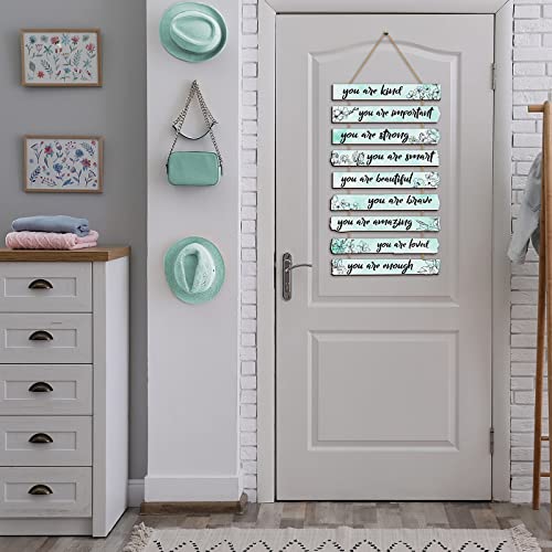9 Pieces Inspirational Floral Wall Decors Light Purple Wooden Hanging Wall Art Q59768