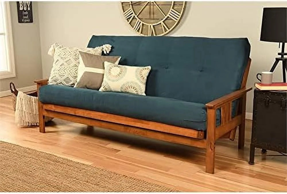 Full Size Navy Blue Suede Futon Mattress E2183