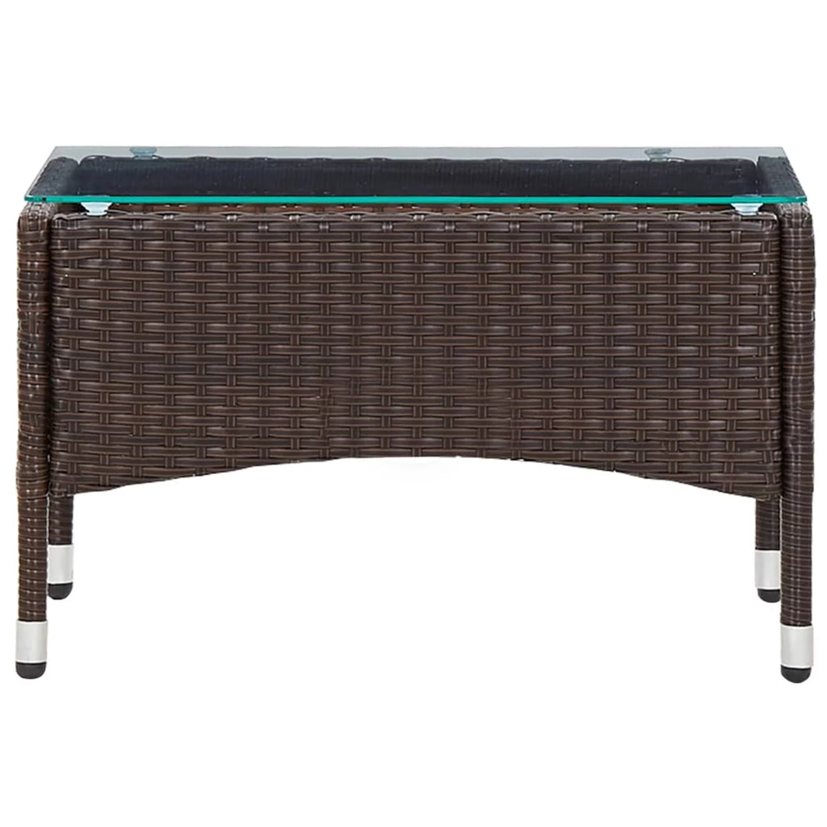 Brown Poly Rattan Glass Tabletop Side Table G929953