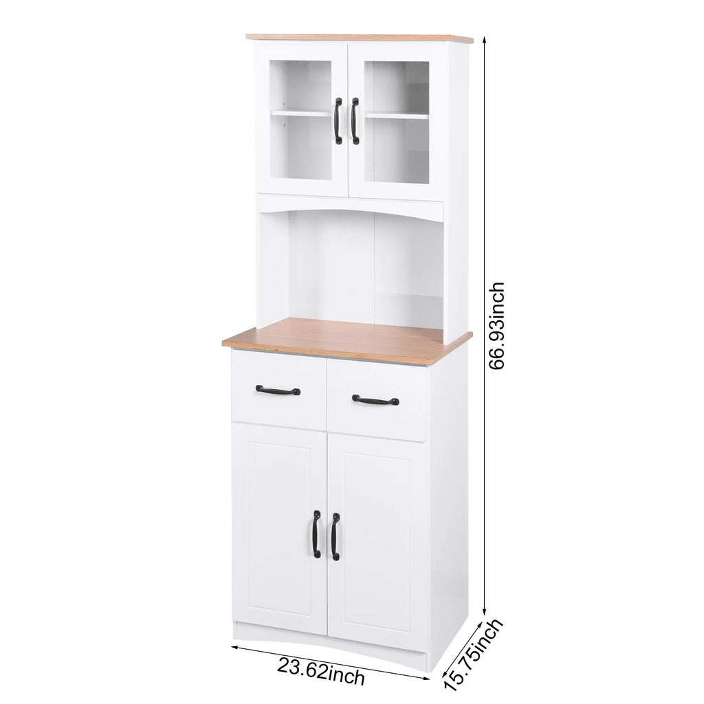 White Tall Wooden Kitchen Cabinet with 2 Drawers I11376